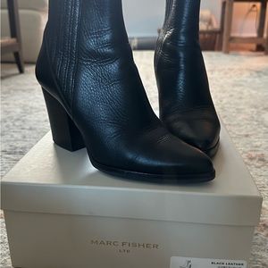 Marc Fisher Black Leather Ankle Boots Size 7
